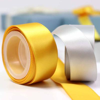 China Luster Lude Factory Custom Eco Friendly Solid Color Wash Care Satin Ribbon Branded for sale