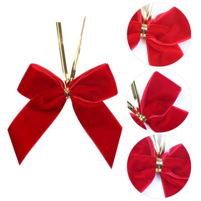 China Factory Wholesale Floral Customized Christmas Ribbon Bows With Wire Twist Tie For Gift Wrapping Ribbon for sale