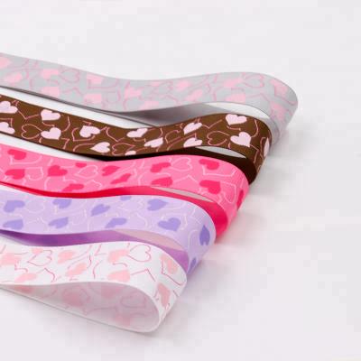 China New Recyled Valentine's Day Wrapping Printed Heart Grosgrain Ribbon for sale