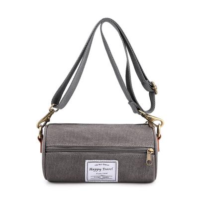 China High Quality Casual Single Shoulder Women Cross Body Lady Bags New Fashion Cylinder Sports Canvas Small Messenger Bag for sale