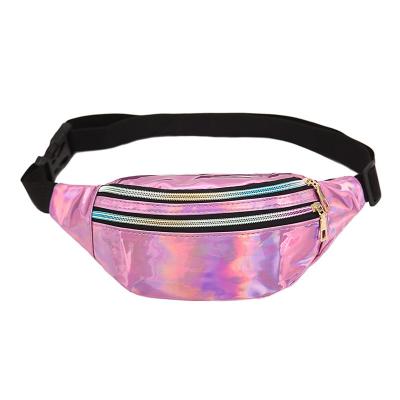 China Slim Gym Fanny Pack Holographic Waterproof Thoughtful Design Girls Holographic Waterproof Thoughtful Design Fashion Water Proof Waist Bag Sports Phone Women PU Waist Pack for sale