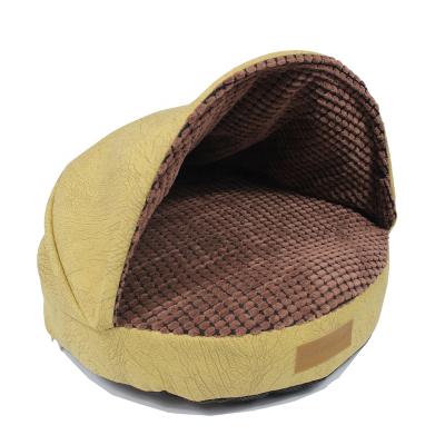 China New Round Breathable Warm Non-slip Cat Dog Pet Kennel Hooded Pet Bed for sale