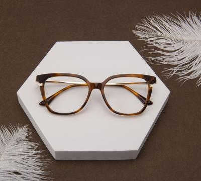 China Rectangle Acetate And Metal Rectangle Woman Optical Glasses for sale