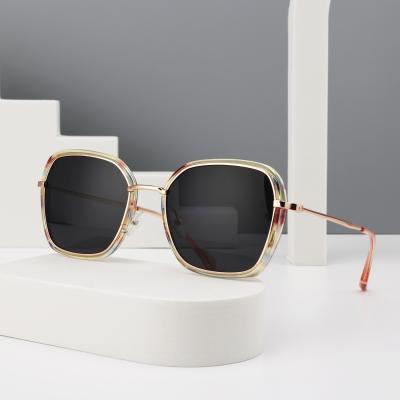 China ACETATE drop shipping hot selling acetate and metal material and lens woman polarized colorful polygon sunglasses for sale