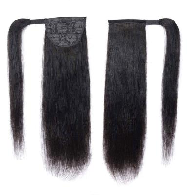 China Silky Straight Wave 9A Grade Black Afro Kinky Curly Drawstring Ponytail Wrap Around Ponytail Long Hair for sale