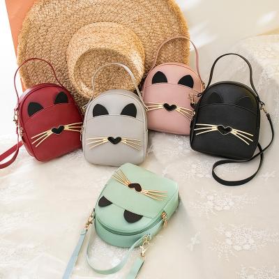 China Diary Employed 2021 New Cat Ears Women Backpack Purse For Travel Zipper Phone Shoulder Bag PU Leather Girls Small Backpack for sale