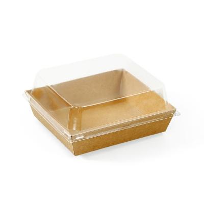 China Free Sample Recyclable High End Custom Disposable Food Packaging Box Transparent Kraft Paper Lunch Box for sale