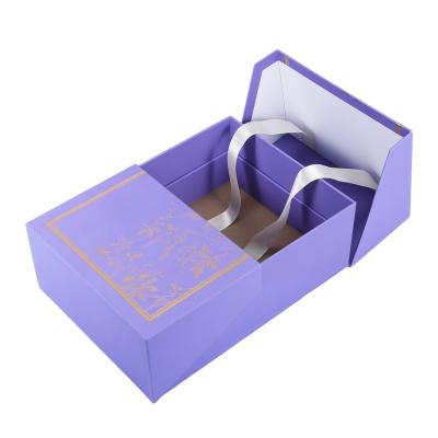 China Manufacturer Custom High End Double Door Packaging Box Ribbon Connection Cardboard Gift Box Recyclable for sale