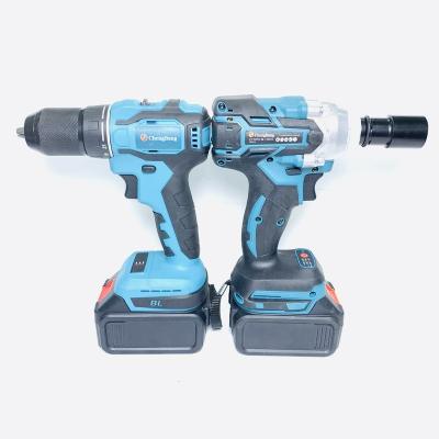 China Durable Li-ion 2.6Ah Brushless Battery Cordless Wrench and Electric Drill Set with 1 Battery and 1 Charger for sale