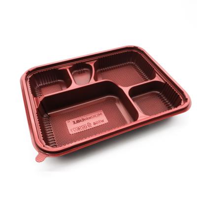 China Small PS Meal Disposable Custom Plastic Noodle Square Rectangular Package Box With Compartments And Lid for sale