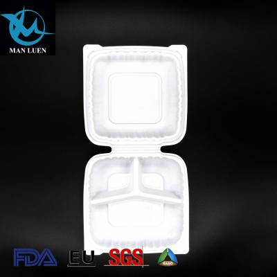 China 9 Inch 3 Compartment Disposable Plastic Food Packaging Hinged Container for sale