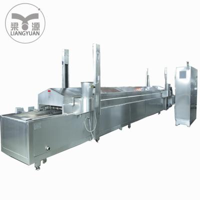 China Chips Continuous Industrial Groundnut Fryer Gas Frying Machine For Automatic Snacks for sale