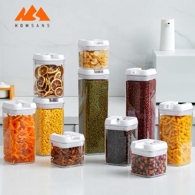 China 7 Set Airtight Plastic Stackable Storage Bins Kitchen Grain Food Storage Sealed Transparent Plastic Jar Storage Box for sale