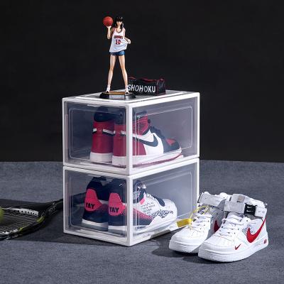 China New Style Modern Clear Shoe Box Folding Recycled Custom Plastic Shoe Logo Magnetic Closure Gift Box Packing UV Coating Plastic Box for sale