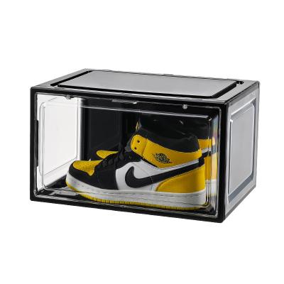 China OEM Amazon Hot Sale Custom Logo Viable Plastic Folding Display Stackable Shoe Box For Storage Sports Sneaker Shoe Big High Heels for sale