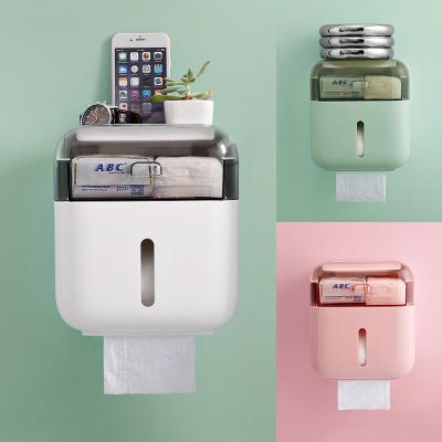 China Modern Wall Mounted Self Adhesive Storage Boxes Toilet Paper Holder Cover Kitchen Bathroom Accessories Corner Tissue Box With Drawer for sale