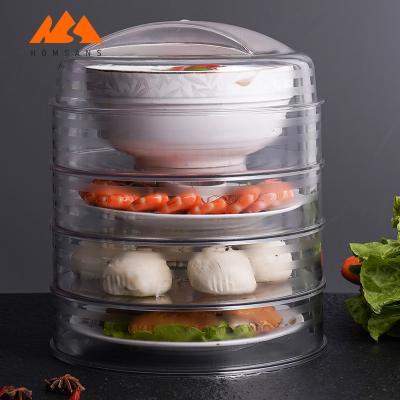 China Hot Selling Multilayer Dish Viable 5 Layer Dust Proof Clear Storage Box Insulation Plastic Umbrella Transparent Food Cover Stackable for sale