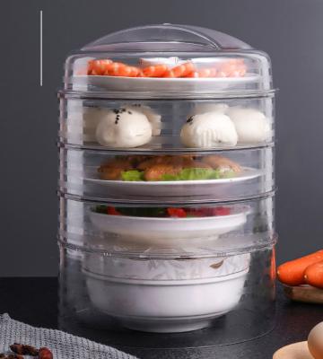 China Restaurant Multi-Layer Transparent Stackable Transparent Stackable Vegetable Table Insulation Kitchen Umbrella Food Dome Clear Dish Cover for sale