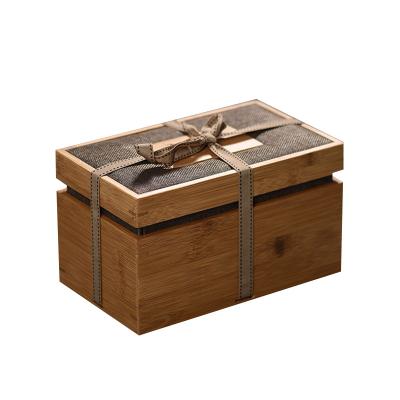 China Handmade Rectangle Wooden Fruit Packaging Dry Box 6 Compartment Bamboo Gift Box for sale