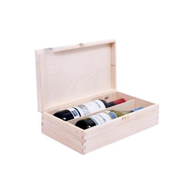 China Handmade Hot Selling Good Quality Customized Unfinished Unfinished Wooden Pine Wood Box Wine Box for sale