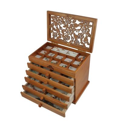 China Factory Price Wooden Box Handmade High Quality Eco - Friendly Jewelry With Drawer for sale