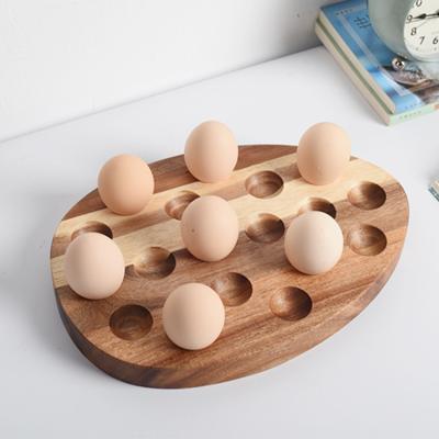 China Reusable Kitchen Stocked Use Wooden Egg Tray Display or Fridge Storage Egg Table Rack for sale