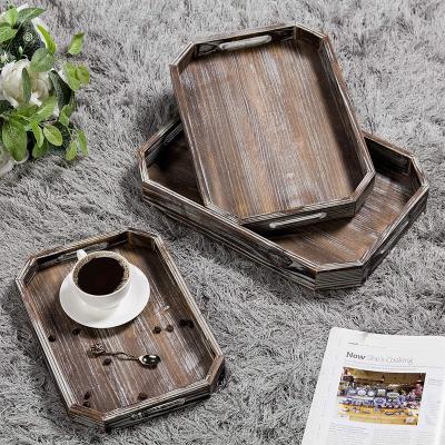 China Custom made high quality pine wood serving tray acacia wood wooden serving tray custom made coffee table for sale