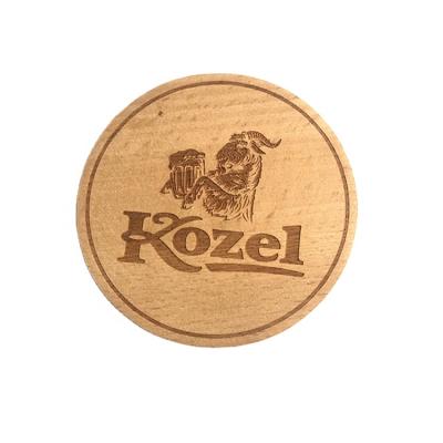 China Sustainable Cup Mat Beech Wood Logo Double Sides Laser Engraving Customized 8.8*8.8cm Wood Mats And Pads for sale