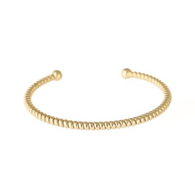 China Wholesale Price Environmental Friendly Fashion Latest Design Minimalist Gold Plated Jewelry Open Bangle Bracelet for sale