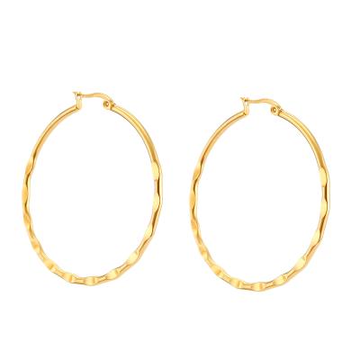 China Wholesale FASHIONABLE Designer Inspired Abstract Stainless Steel Huge Size Gold Plating Huggie Circle Earrings Large for sale