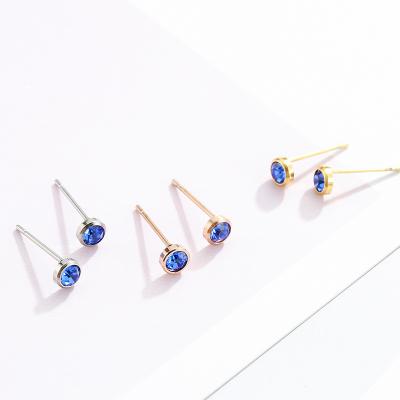 China Hot Selling Environmental Friendly Stainless Steel Event Jewelry 14K Gold Plated Zircon Colorful Even Earrings for sale