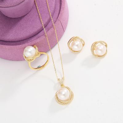 China Zircon Jewelry Pearl Set CLASSIC Hot Selling Wedding Necklace, Jewelry Sets 925 Sterling Silver for sale