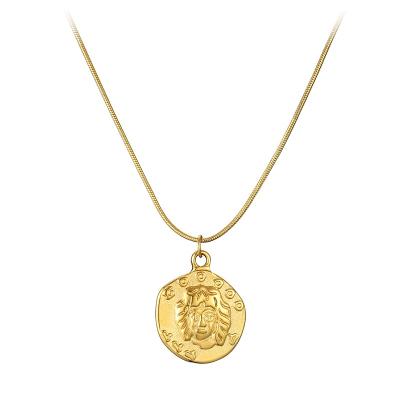 China Fashion 18k Greek Coin Necklace Mythology Jewelry Lionheart Main Symbol Pendant Environmentally Friendly Warrior for sale