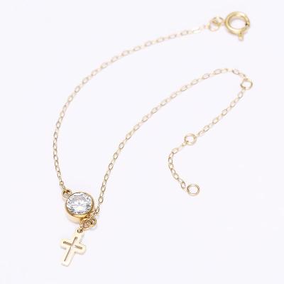 China Environmental Friendly Adjustable Stainless Steel Chain Gold Plated Hollow Cross Zircon Fashion Pendant Bracelet for sale