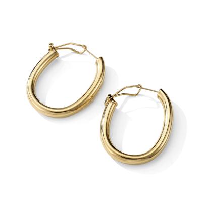 China TRENDY European Style 18K Gold Plated Women's Stainless Steel Ellipse Hoop Earrings for sale