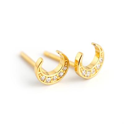 China New Design Environmental Friendly Luxury Gold Plated Moon Stud Dangle Earring S925 Sterling Silver Women Dangle Jewelry for sale