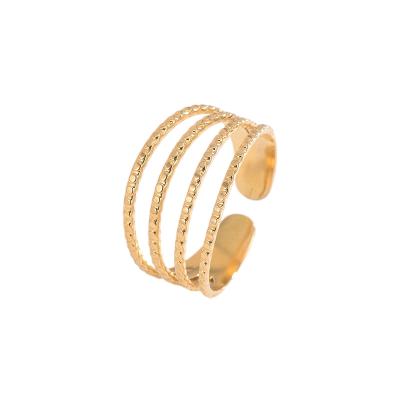 China Newest CLASSIC Trendy Gift Party Gold Plated Cuff Rings , Stainless Steel Geometric Adjustable Ring for sale