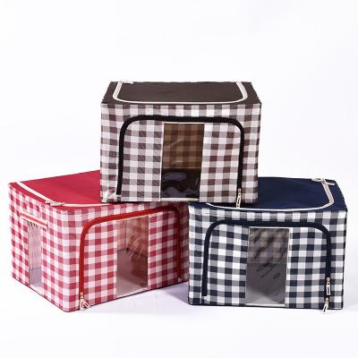 China 2020 Hot Sale Folding Oxford Cloth Storage Box Bag 4 Steel Frame Waterproof Odorless Sundries Clothes Stitch Thrift for sale