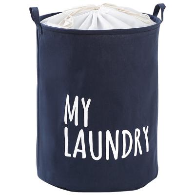 China Canvas Round Shape Minimalist Folding Clothes Folding Basket Laundry Hamper Wash Bag for sale