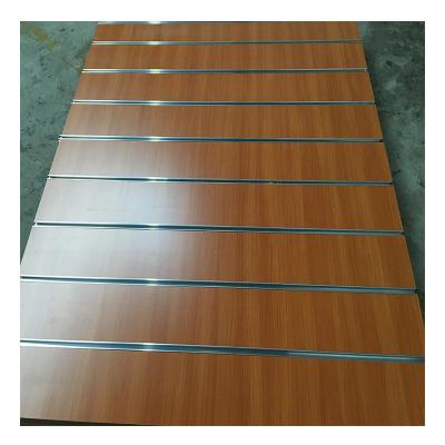 China Supermarket Garage PVC Slatwall Moisture Proof Display Rack Slotted MDF Board Slatwall MDF Slat Wall Panel for sale