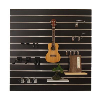 China MDF moisture proof slotted board with realistic wood grain vision 18mm think T-slot slatwall board shelf for sale