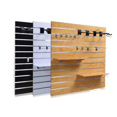 China Moisture Proof Slatwall Wall Panel Cladding, Garage Wall MDF Decorative Slat Panel With Grooves for sale