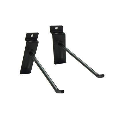 China Supermarket Mall Store Shelf Slatwall Board Black Minimalist Metal Display Hooks for sale