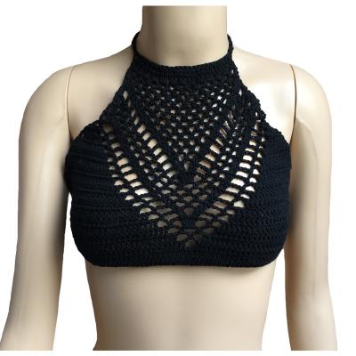 China QUICK DRY Handmade crochet swimsuit bikini hollowed out vest hanging neck backless women chest wrap for sale