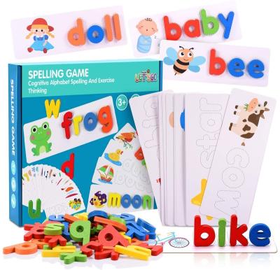 China 80 PCS Paper See and Spell Learning Toys Matching Letter Game Sight Word Games Kindergarten Educational Toys Spelling Ideal Gifts for sale