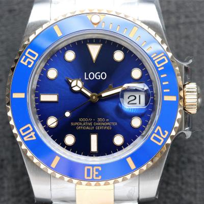 China Factory Clean Automatic Date Against Factory 40mm Blue Gold Watch Diver Gold Watch Belt 3235 Submersible Steel 3135 Movement for sale