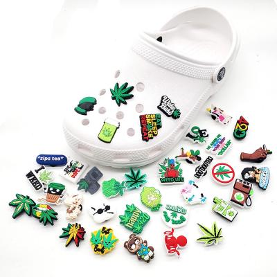 China Factory Washable 37 Leaves Clogs Decorative Accessories PVC Designer Shoes Charms For Croc Detachable Buckle Shoe Accessories for sale