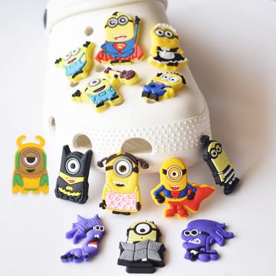 China Cute Logo Washable Hot Sale Custom Cartoon Characters Soft PVC Minions Shoe Charms Accessories Custom Wholesale For Croc Shoe Charms for sale