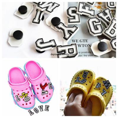 China Washable Numbes Letters Soft PVC Shoe Lace Charms Shoes Croc Buttons Sandals Charms For Shoes Cheap Clog Custom Desig for sale