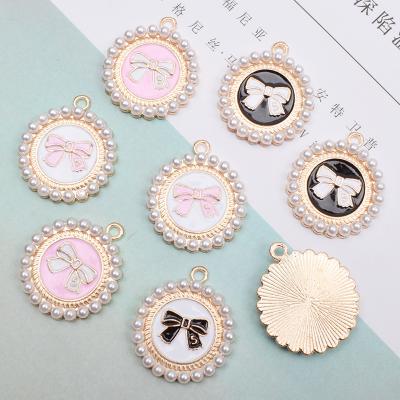 China Hot Sale Lady Style Shoes Decoration Metal Round Bead Bow Accessories Washable Hot Small Pendant DIY Small For Croc Shoes Clog Charms for sale